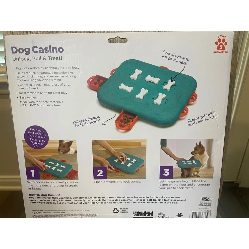 Outward Hound Nina Ottosson Dog Casino Interactive Treat Puzzle Toy Level 3 Teal